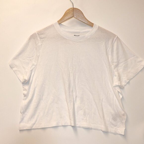 Madewell Womens White Boxy-Crop Tee Softfade Cotton Size XS - Picture 6 of 11